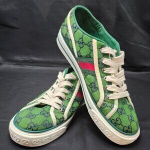 Gucci 1977 Green Cloth Trainer Tennis Sneakers Size 13